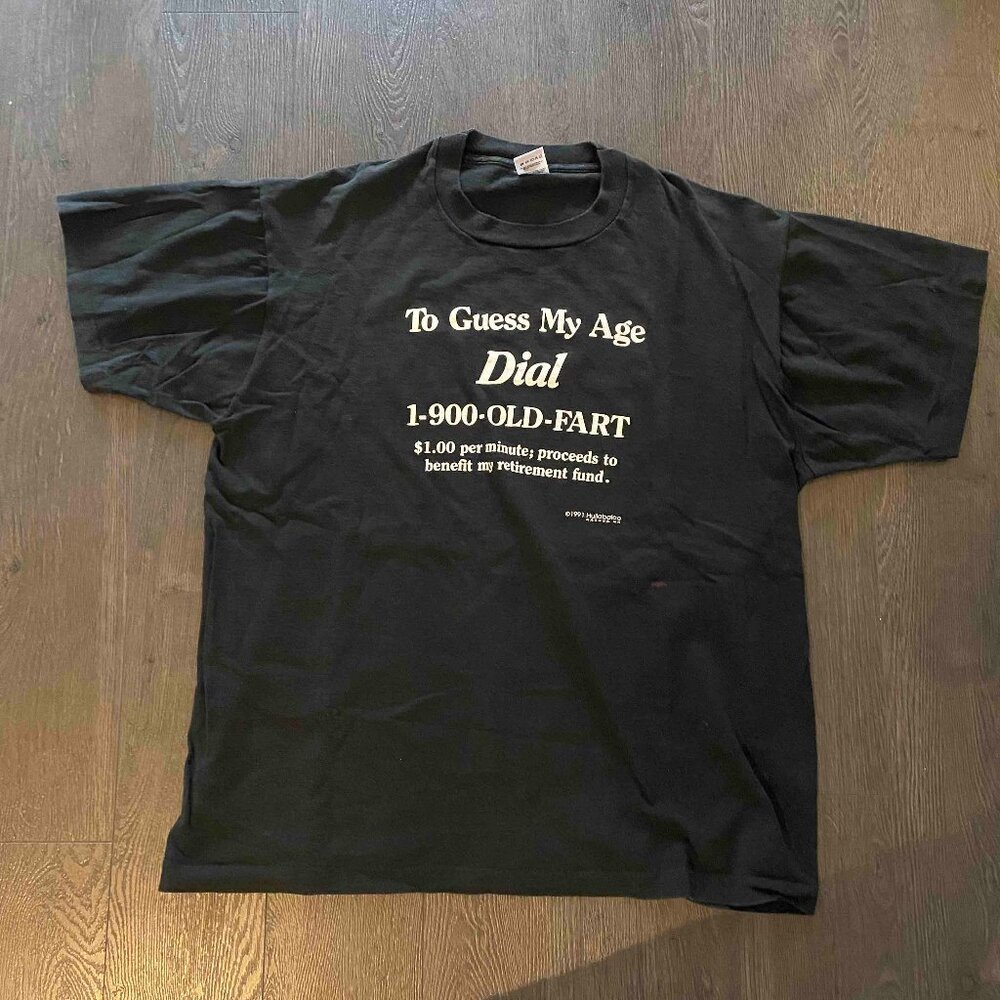 vintage 1991 hullabaloo 'old fart' funny humor t-shirt size XL